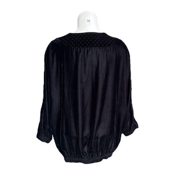 T Tahari Women's Black Lala Velvet Gold Studded Embellished Top Size Small - Picture 4 of 9